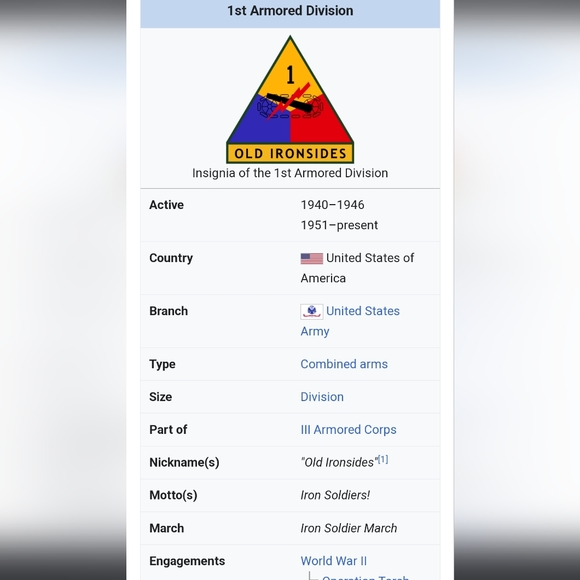 1969 OLD IRONSIDES 1st armored division American military WWII memorabilia - Picture 4 of 5